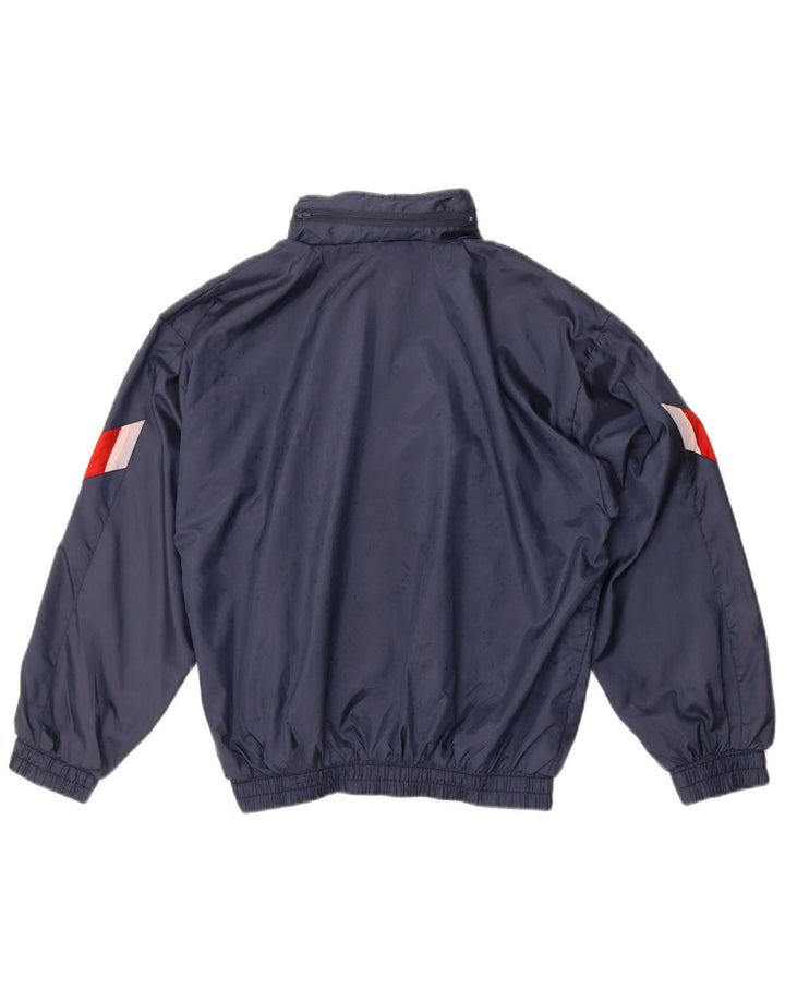 Vintage træningsdragt topjakke til kvinder UK 16 Large Navy Blue Colourblock