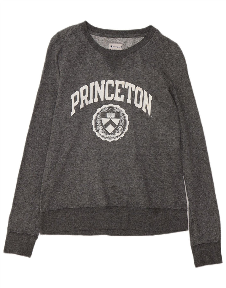 CHAMPION Dame Princeton Grafisk Sweatshirt Jumper UK 10 Lille Grå