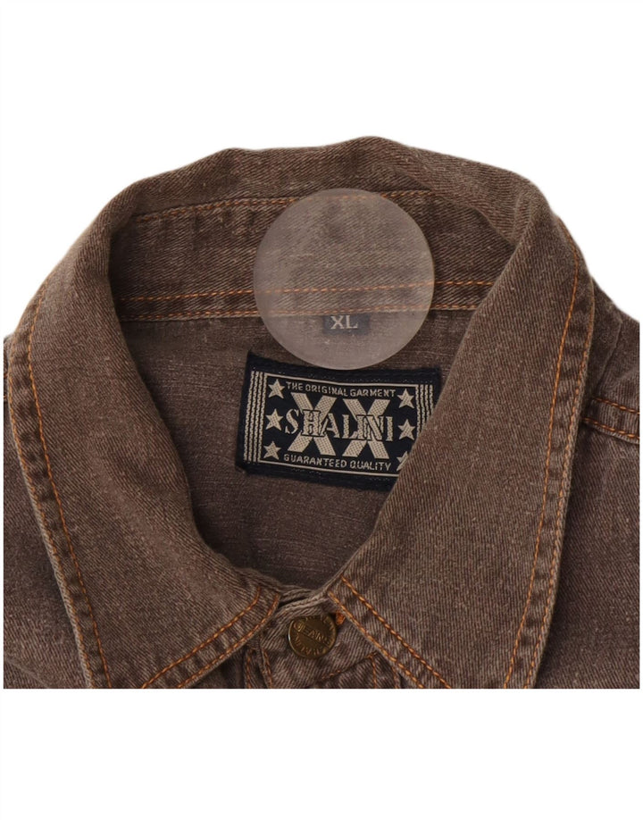 Vintage denimskjorte til mænd XL brun