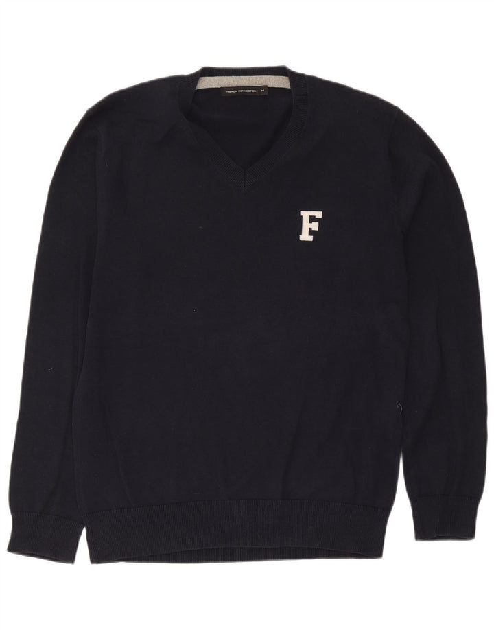 French Connection Herre V-hals sweater Medium Marineblå Bomuld