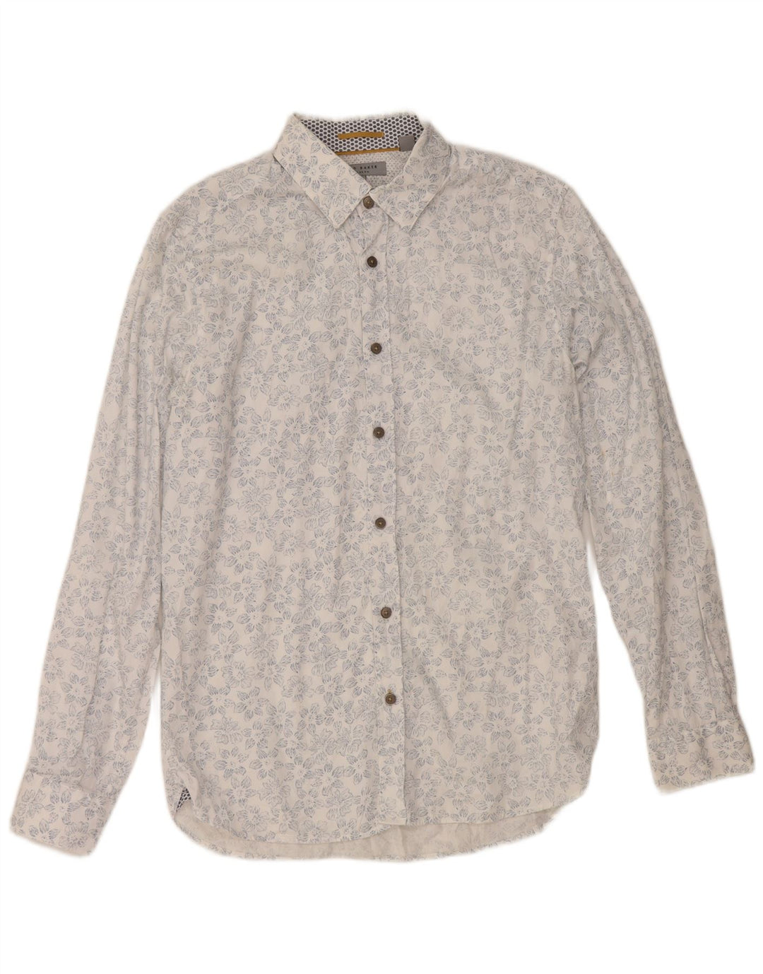Ted Baker Herreskjorte str. 3 Medium Hvid Blomsterbomuld