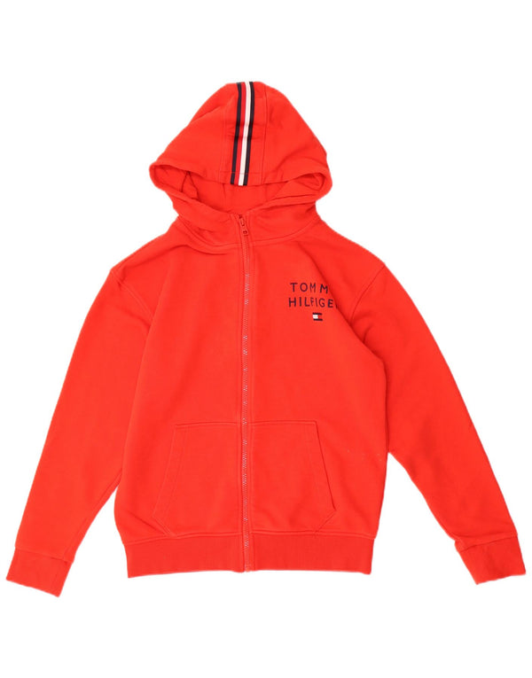 Tommy Hilfiger drenge grafisk hættetrøje med lynlås 11-12 år rød bomuld