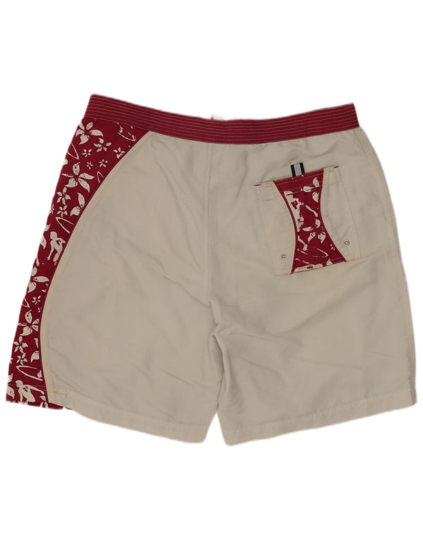 BEDSTE FIRMA Badeshorts til mænd store hvide blomsternylon