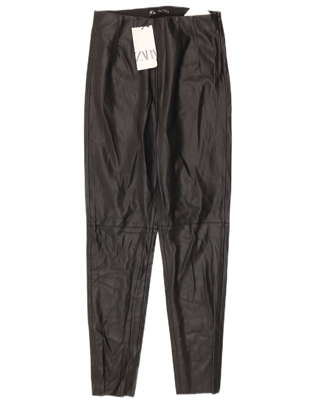 Zara Dame imiteret læder Leggings Medium W28 L27 Sort polyurethan