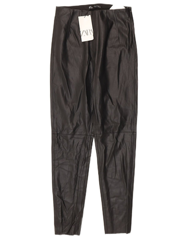 Zara Dame imiteret læder Leggings Medium W28 L27 Sort polyurethan