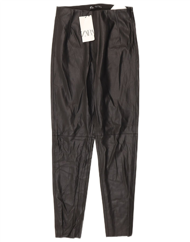 Zara Dame imiteret læder Leggings Medium W28 L27 Sort polyurethan