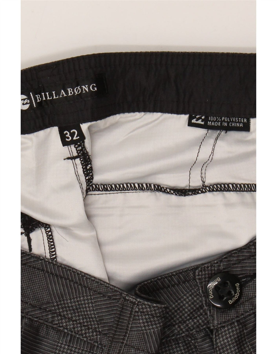 BILLABONG Chino Shorts til mænd W32 mellemgrå Houndstooth Polyester