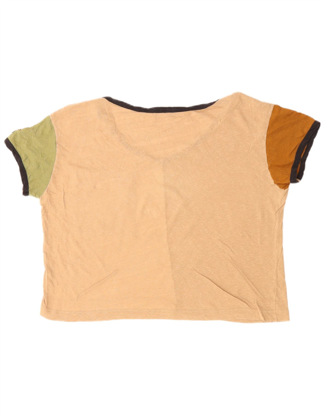 BENETTON Womens Crop T-Shirt Top UK 16 Stor flerfarvet Colourblock