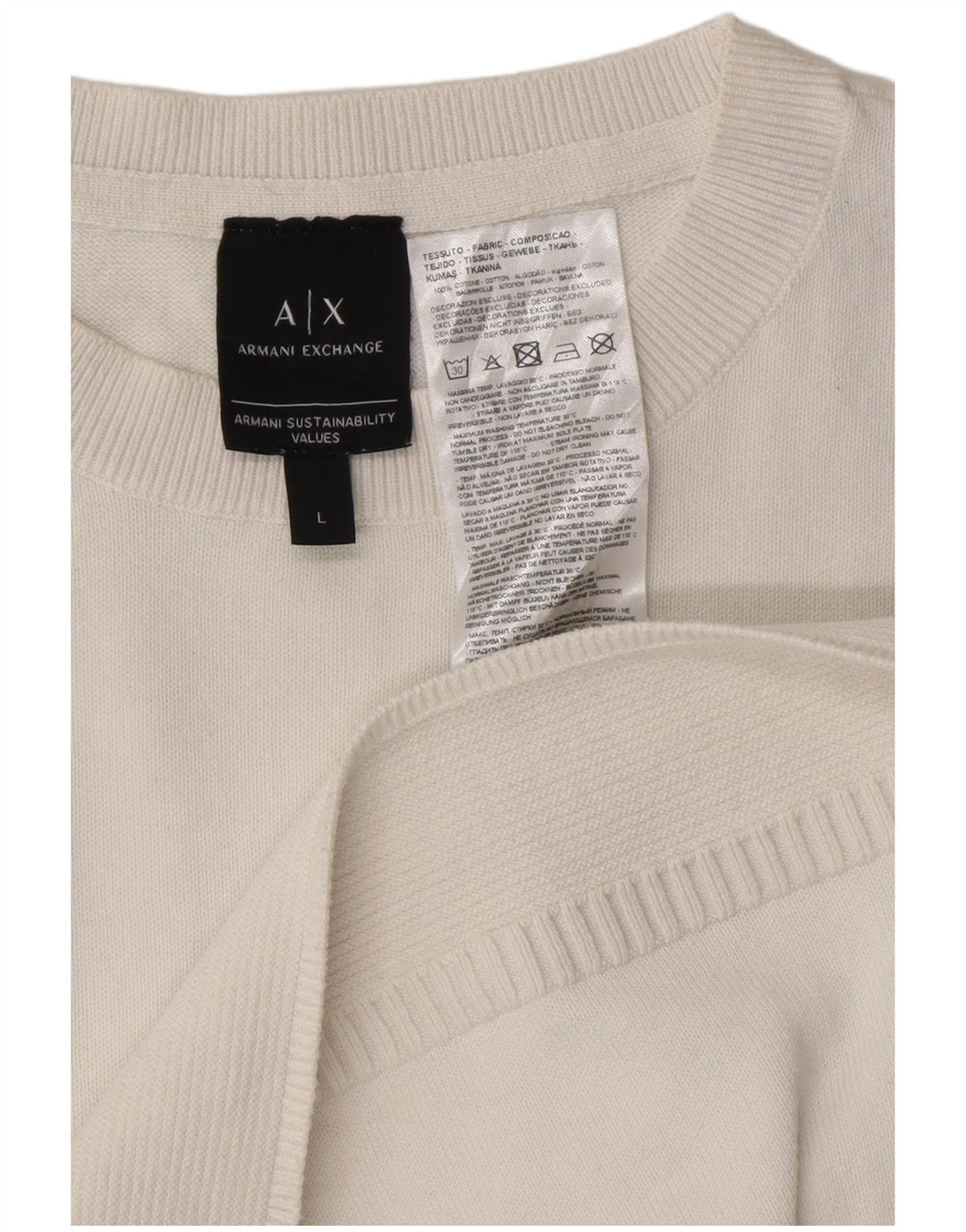 ARMANI EXCHANGE Herre Crew Neck Jumper Sweater Stor Hvid Bomuld