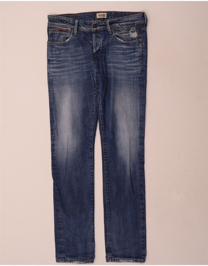 TOMMY HILFIGER Distressed Slim Jeans til mænd W32 L34 blå bomuld