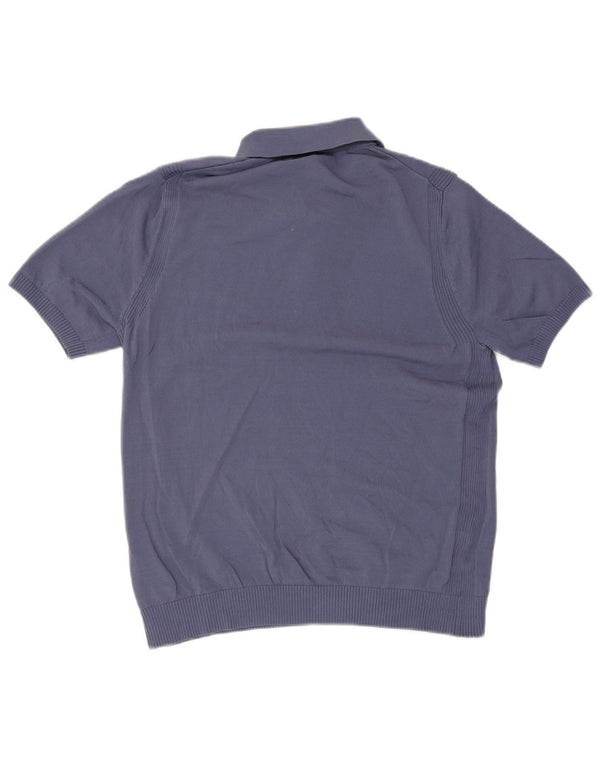Reiss Herre Kortærmet Polo Neck Jumper Sweater Stor Blå Bomuld