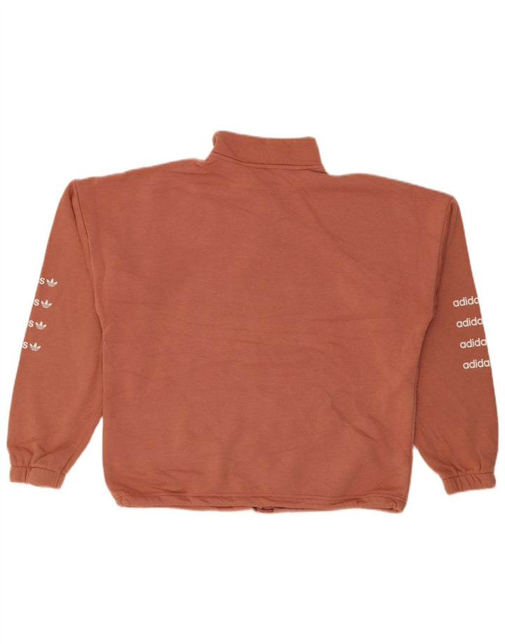 Adidas Dame Oversized Grafisk Sweatshirt Jumper UK 12 Medium Orange