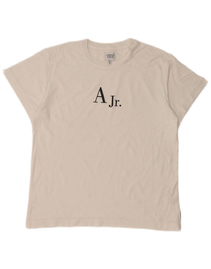 ARMANI JUNIOR drenge grafisk t-shirt top 11-12 år hvid bomuld