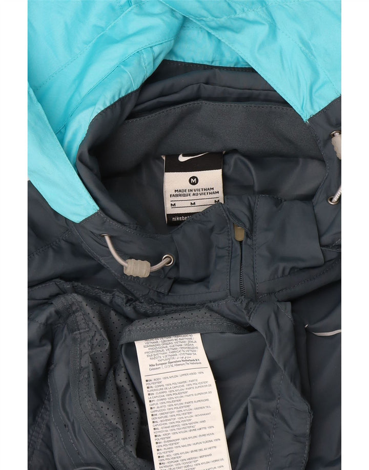 Nike Regnjakke med hætte til kvinder UK 12 Medium Grey Colourblock Nylon