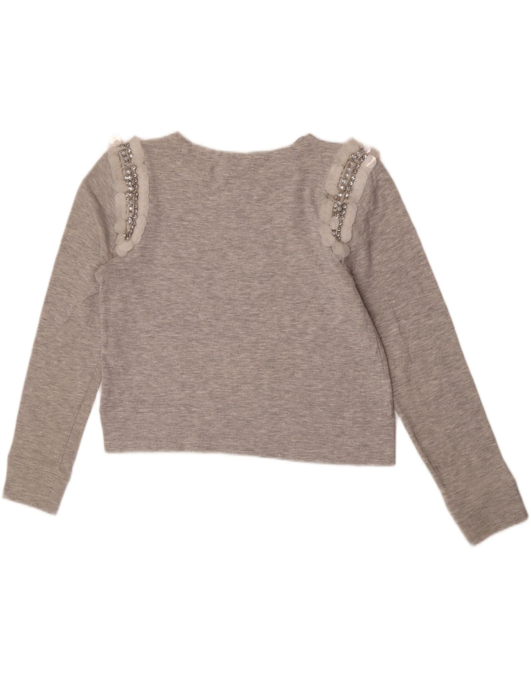 Zara Womens Crop Sweatshirt Jumper UK 12 Medium Grey Flecked Bomuld