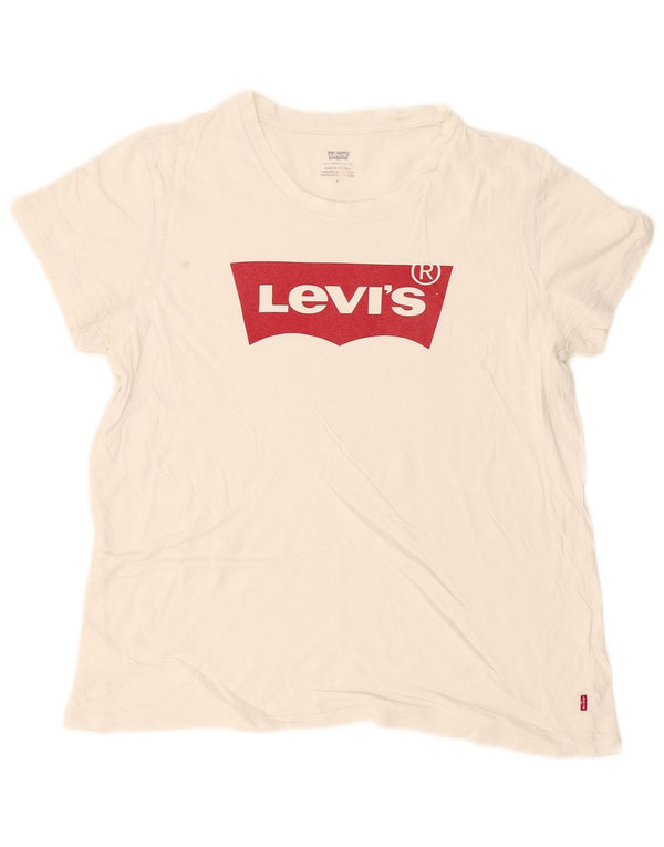 Levi's Grafisk T-shirt top til kvinder UK 14 Medium White
