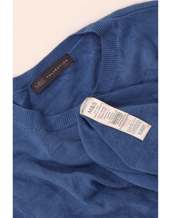 Marks & Spencer Dame Boat Neck Jumper Sweater UK 12 Medium Blue Acryl