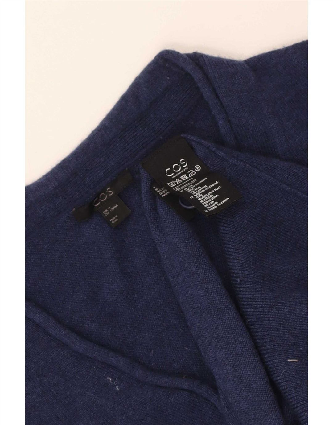 Cos Dame Cardigan Sweater UK 14 Medium Navy Blue Uld