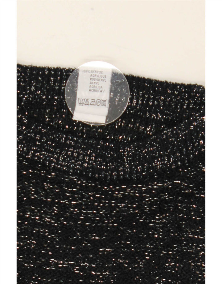 C & A Womens Boat Neck Jumper Sweater EU 40 Medium Black Flecked Acryl