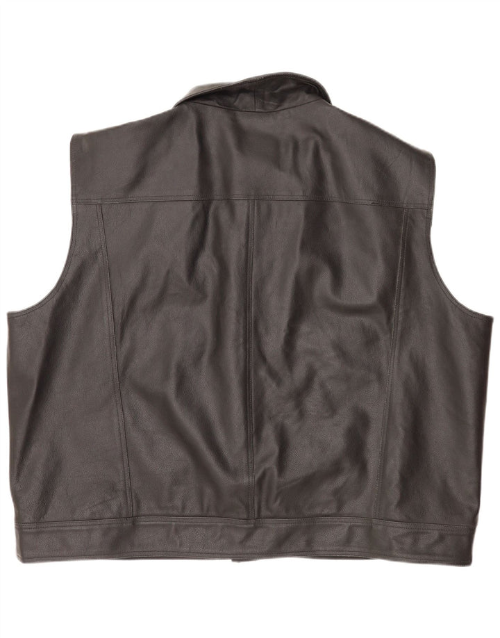 Texpeed Herre Motorcykel Læder Gilet 10XL Sort