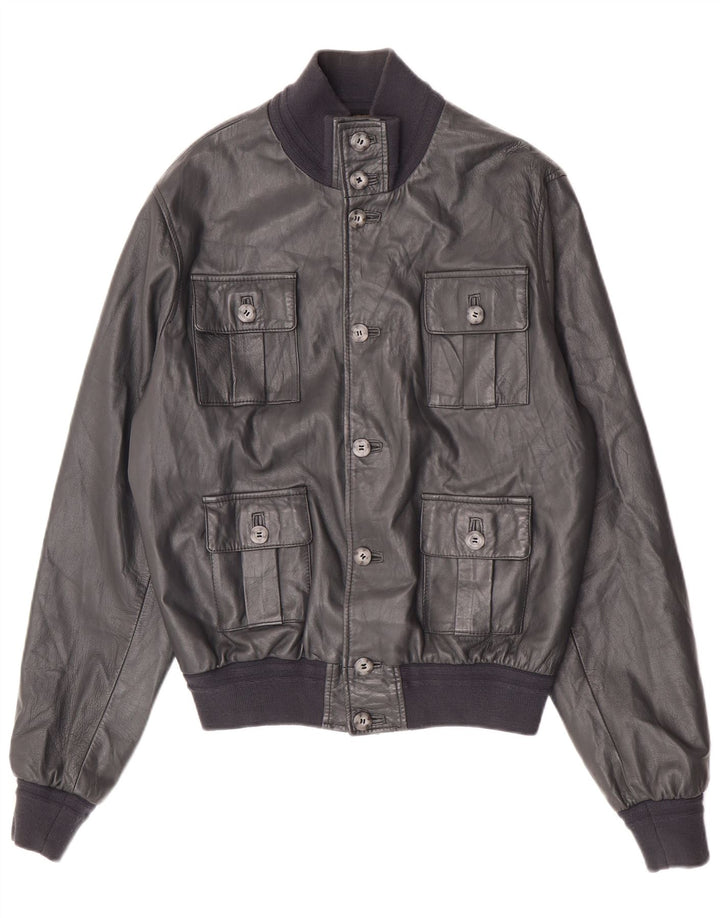 Vintage Herre Læderjakke UK 38 Medium Navy Blue Læder