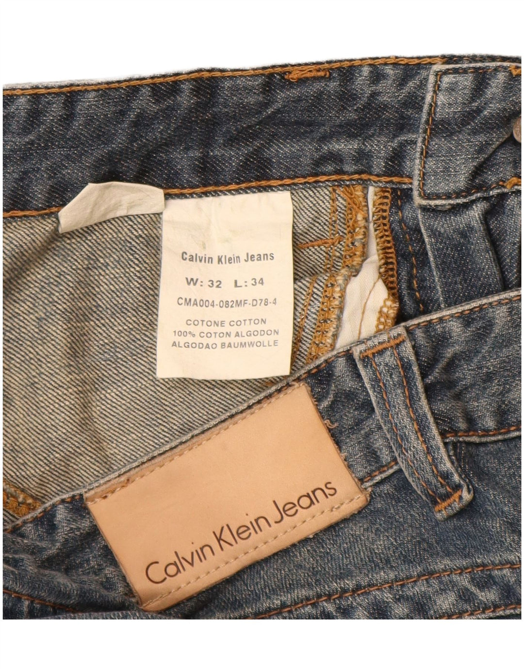 CALVIN KLEIN Lige jeans til kvinder W32 L34 Blå bomuld