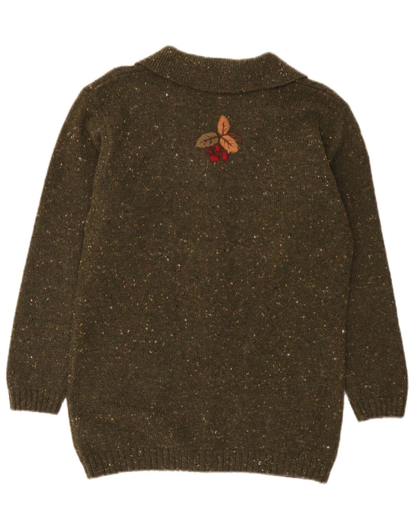 Tulchan Dame Cardigan Sweater UK 10 Small Green Floral Bomuld