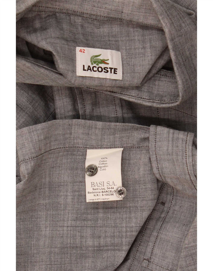 Lacoste Kortærmet Herreskjorte Størrelse 42 Stor Grå Flecked Bomuld