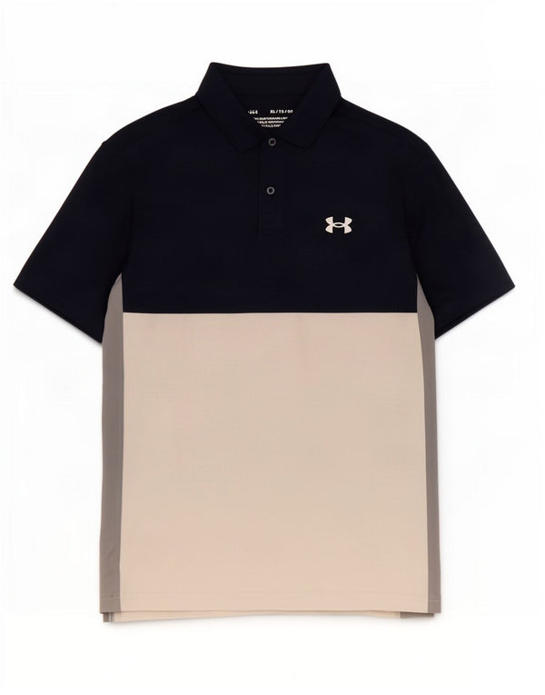 Under Armour Herre Polo Shirt XL Navy Blue Colourblock Elastan