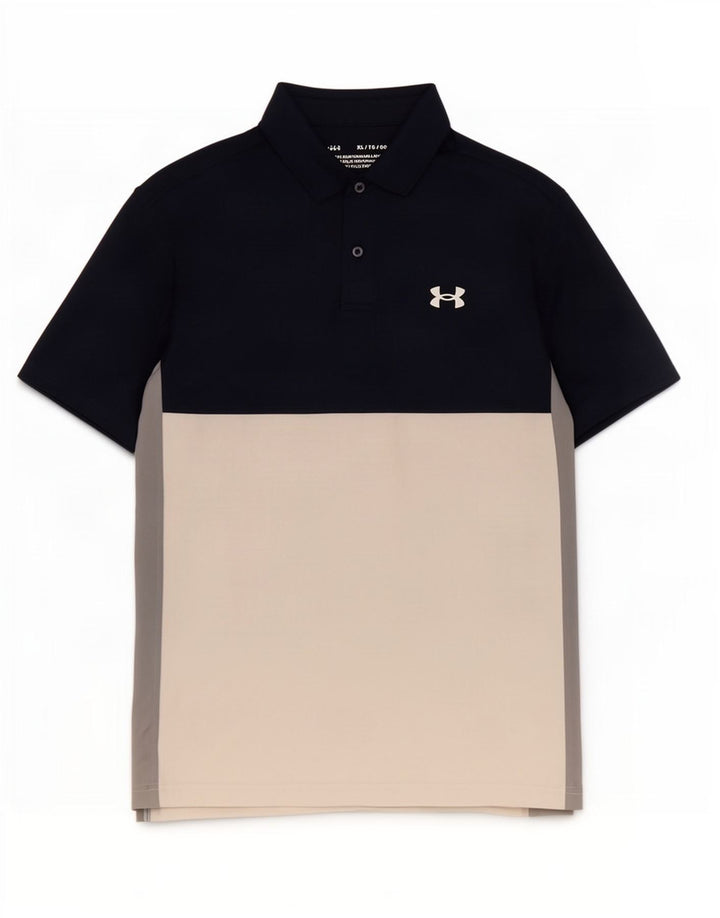 Under Armour Herre Polo Shirt XL Navy Blue Colourblock Elastan