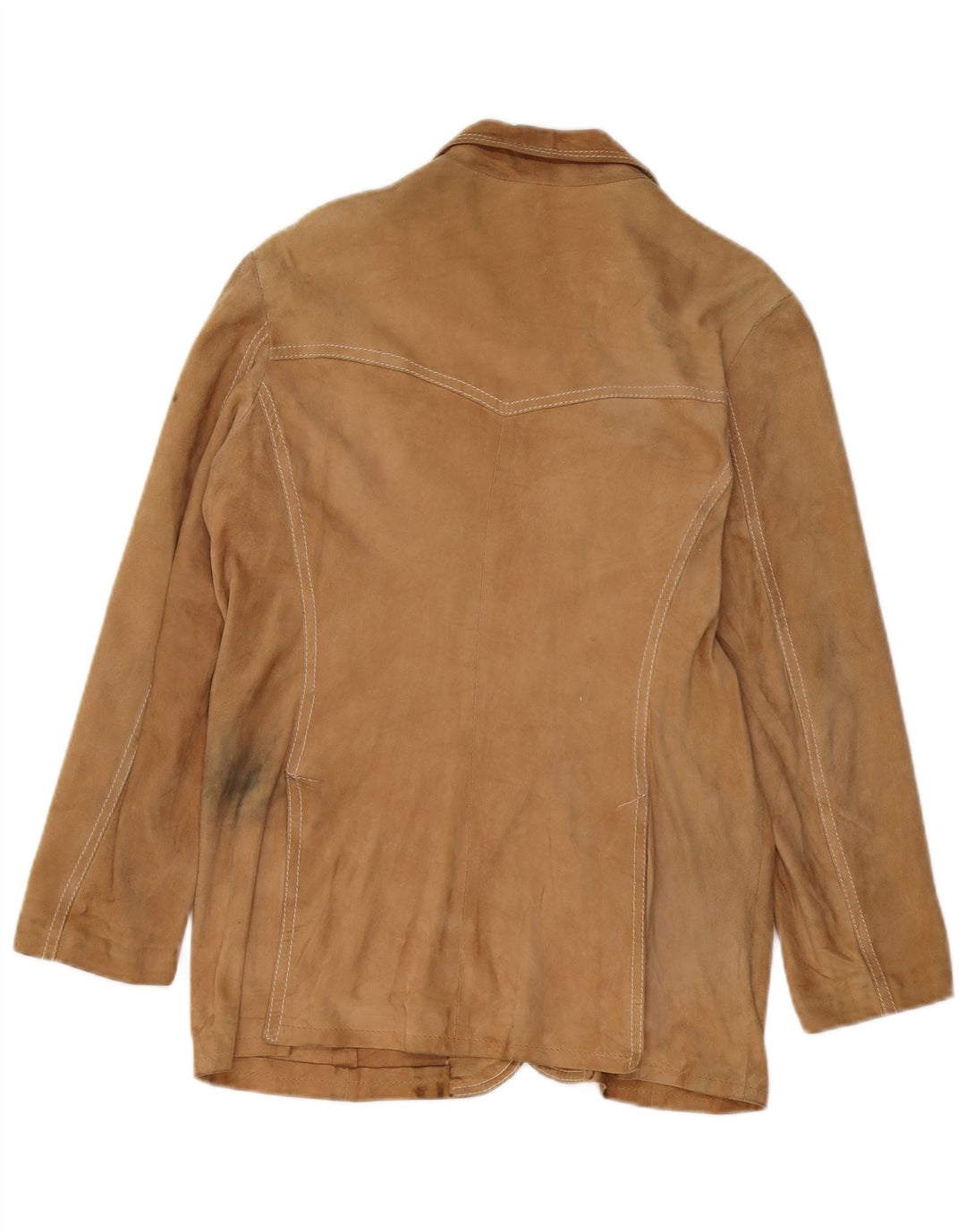 Vintage dame 3-knaps ruskind blazerjakke UK 14 Medium Beige