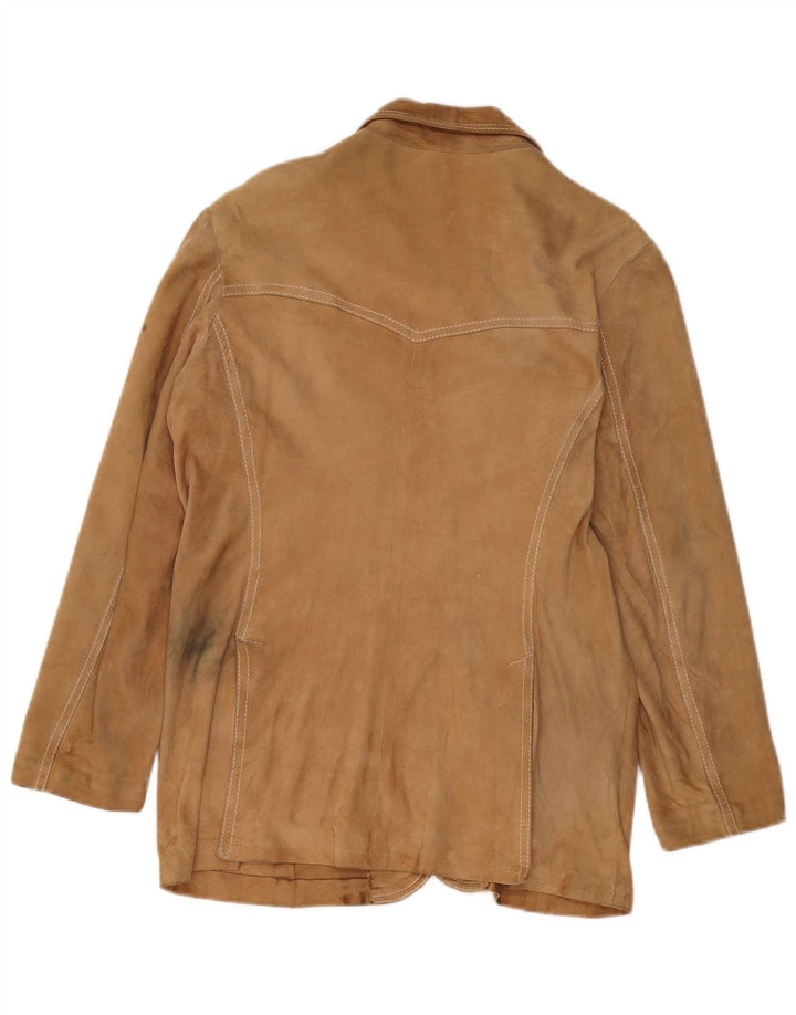 Vintage dame 3-knaps ruskind blazerjakke UK 14 Medium Beige