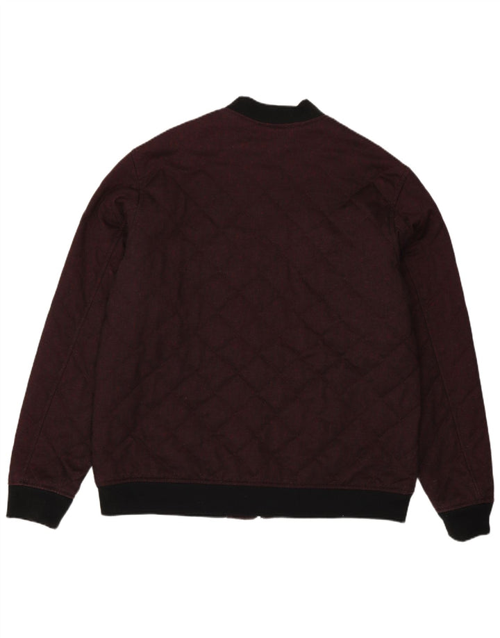 Zara Herre Quiltet Bomber Jacket UK 44 2XL Burgundy