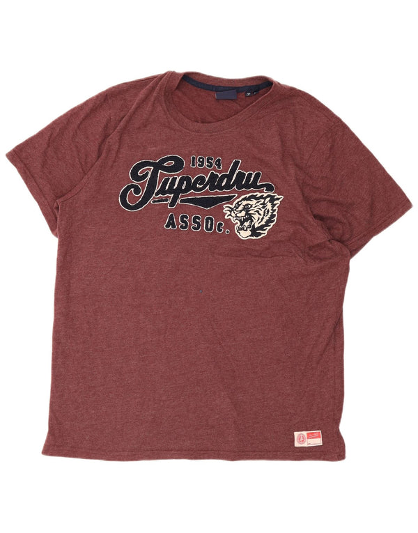 Superdry Grafisk T-shirt top til mænd 2XL Bourgogne bomuld