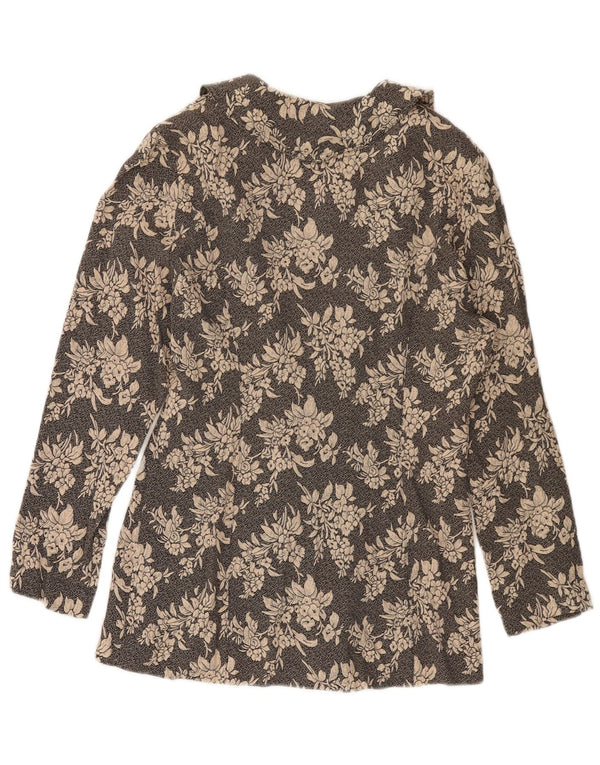 VINTAGE Dame 3-knaps blazerjakke UK 10 Small Black Floral