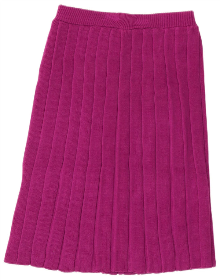 Vintage damestrikket midi-nederdel W28 lille lilla uld