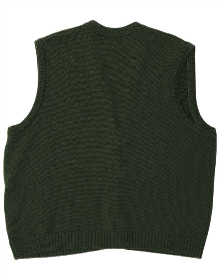 Aspa Dame grafisk ærmeløs cardigan sweater EU 46 XL Grøn polyakryl