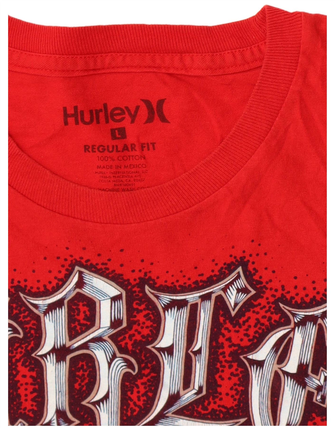 Hurley Herre Regular Fit Grafisk T-Shirt Top Stor Rød Bomuld