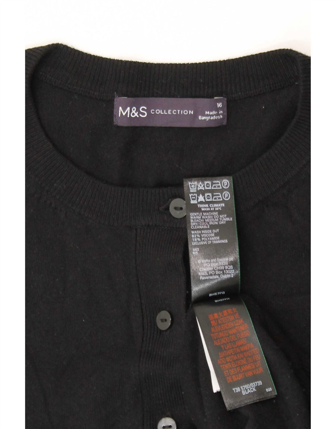 Marks & Spencer Dame Cardigan Sweater UK 16 Large Black Viscose