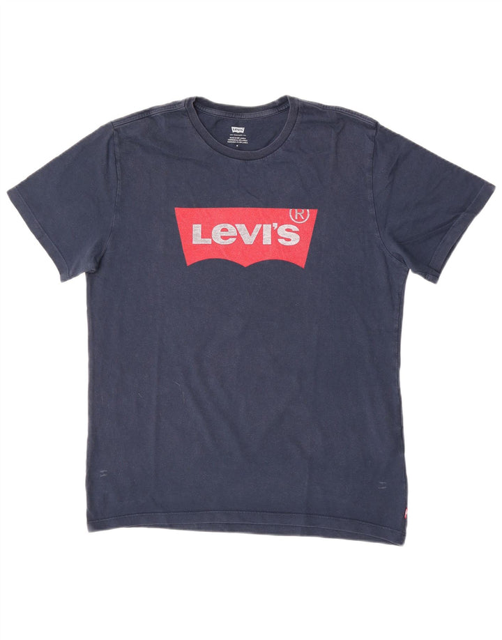Levi's Herre grafisk T-shirt Top Medium Navyblå Bomuld