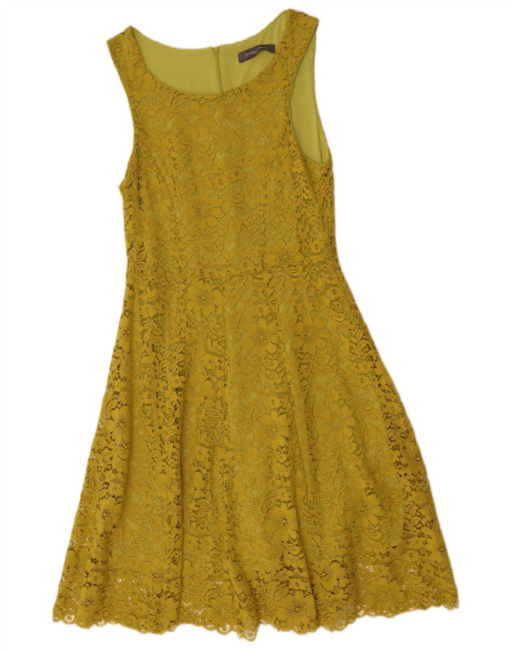Sandro Ferrone Dame Ærmeløs A-Line Kjole IT 42 Medium Yellow Floral