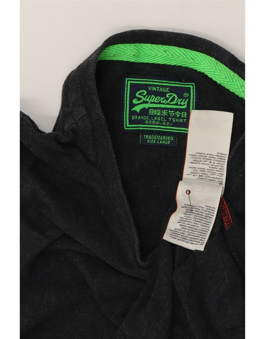 SUPERDRY Dame T-Shirt Top UK 16 Stor Grå Bomuld