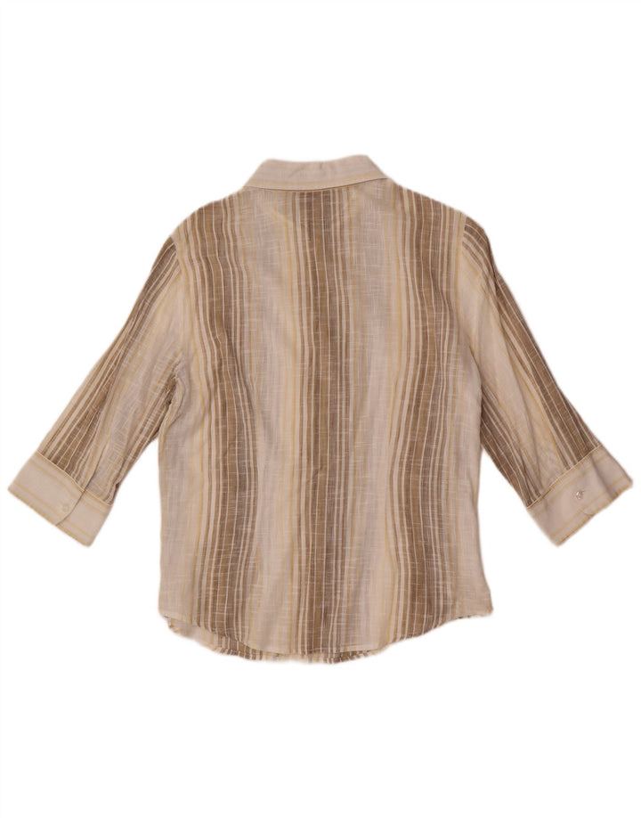 Marlboro Classics skjorte med 3/4 ærmer til kvinder EU 44 XL Beige stribet