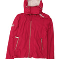SUPERDRY Regnjakke med hætte til kvinder UK 10 Lille rød nylon