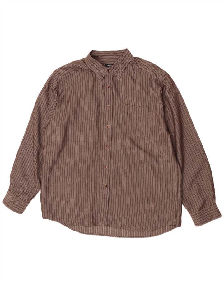 M&Co herreskjorte XL brun stribet viskose