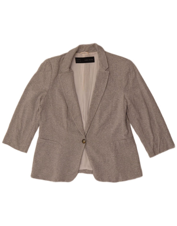 Zara Dame 1 knap 3/4 ærmet blazerjakke UK 18 XL Grå Flecked Bomuld
