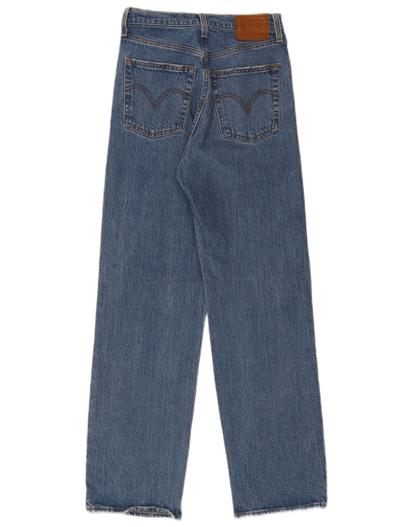 Levi's Dame Ribcage Højtaljede Lige Jeans W25 L29 Blå Bomuld