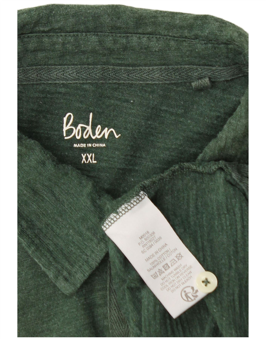 BODEN Langærmet herre poloskjorte 2XL Grøn bomuld