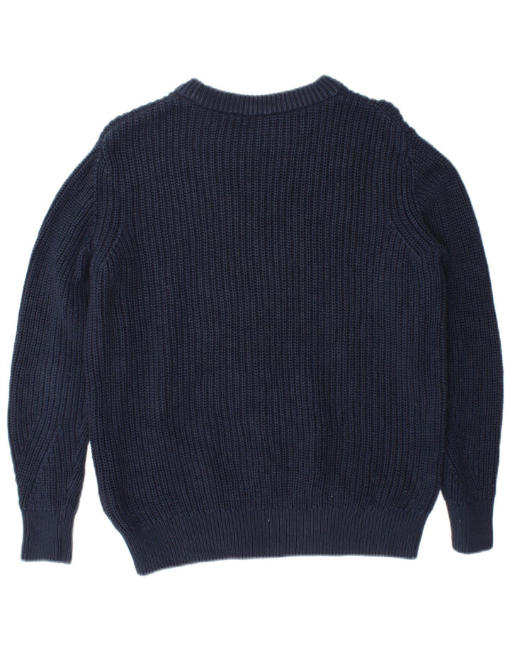 Marks & Spencer Herre Boat Neck Jumper Sweater Lille marineblå bomuld