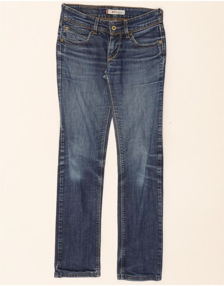 LEVI'S Womens 571 Slim Jeans W27 L29 Blue Cotton Vintage Levi's and Second-Hand Levi's from Messina Hembry 